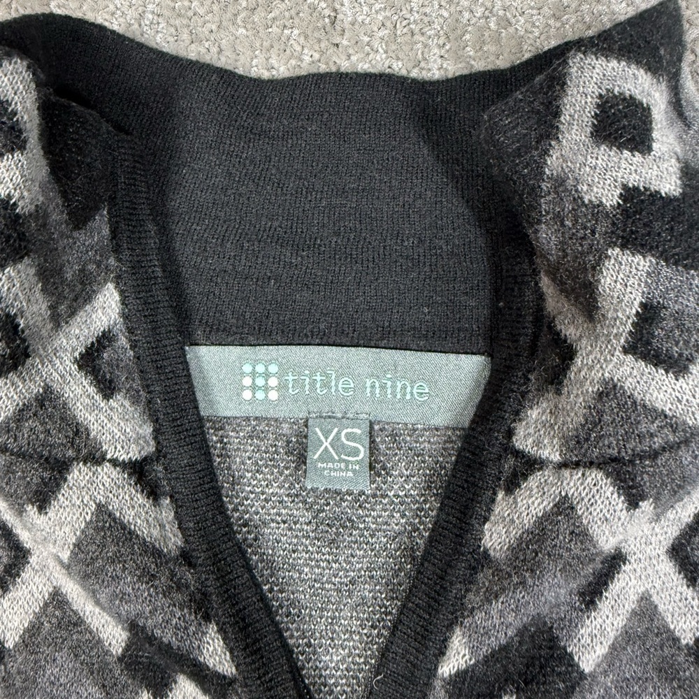 Title Nine Super Power Argyle Zip Wool Sweater Size XS - Picture 2 of 6